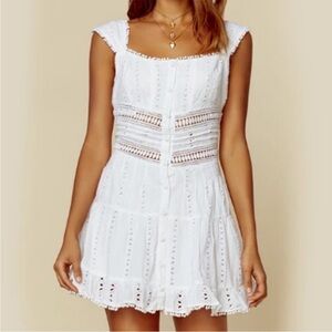 Rahi Paradise Andie Dress Embroidered cut out Sweetheart Cap Sleeve Coquette S